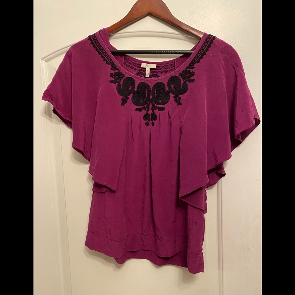 Joie blouse purple with embroidery
